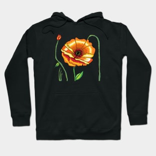 poppies, orange flower, oil painting Hoodie